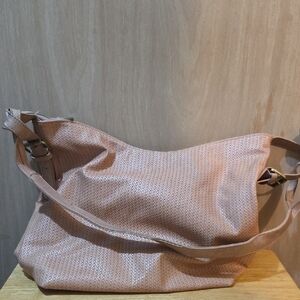 Anthropologie Rose Taupe Woven Shoulder Hobo